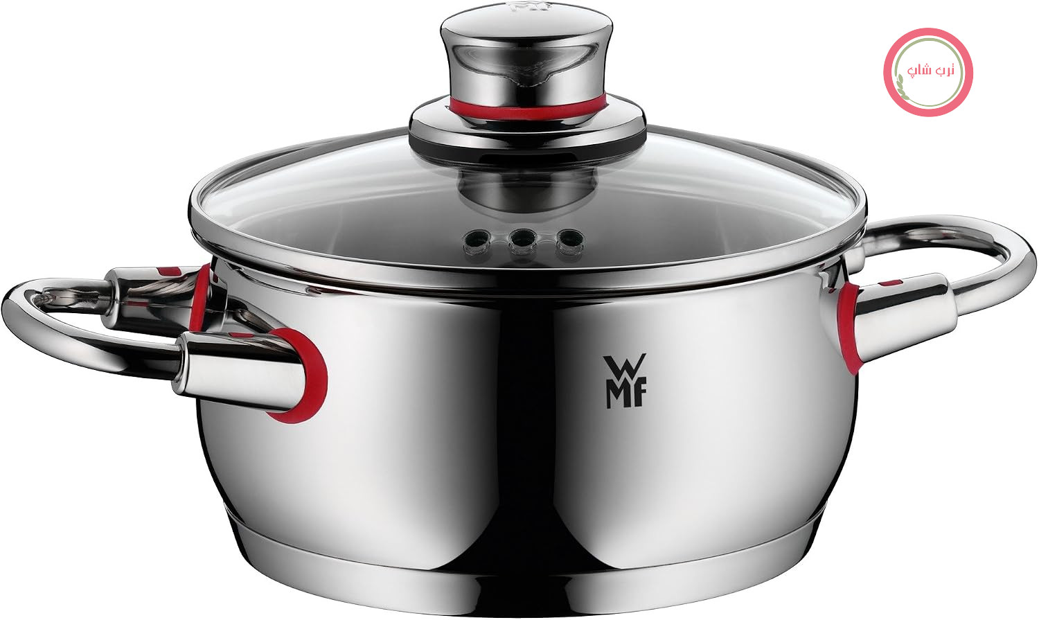 قابلمه کوچک WMF Quality One، 16 سانتی‌متر، درب شیشه‌ای با دریچه بخار، ماهیتابه 1.7 لیتری مناسب برای پخت القایی، استیل ضد زنگ براق Cromargan، بدون روکش