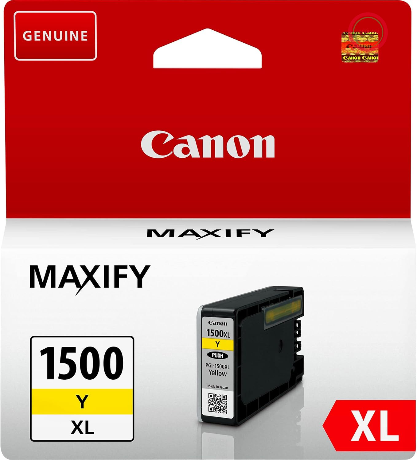 کارتریج جوهر زرد کانن PGI-1500 XL Y، 12 میلی لیتر، اصلی برای چاپگرهای MAXIFY