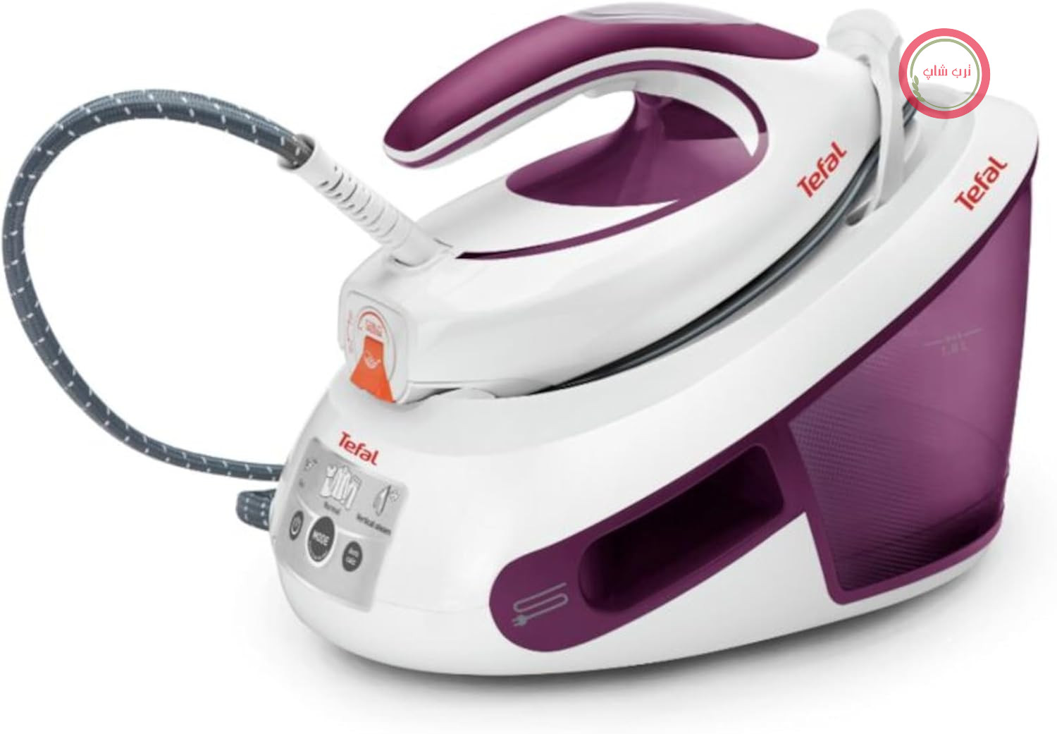 اتو بخار ضد رسوب Tefal Express، 2800 وات، 6.5 بار، جمع کننده ضد رسوب، ترکیب بهینه بخار/دما، خاموش شدن خودکار، مخزن آب 1.8 لیتری، سفید/بنفش، SV8054