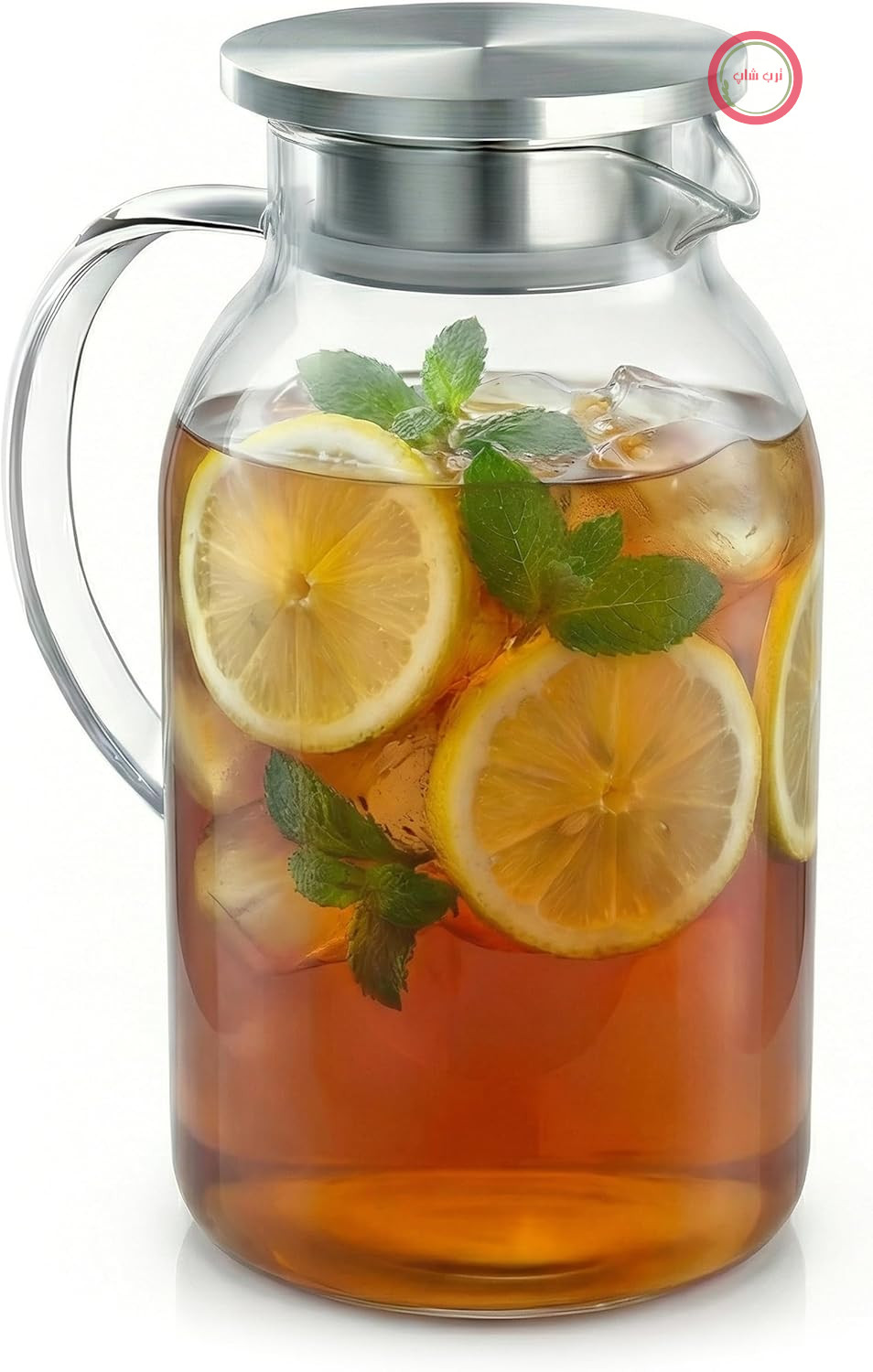 پارچ آب و نوشیدنی شیشه‌ای با درب استیل آرندو آلمان Arendo ظرفیت 2 لیتر