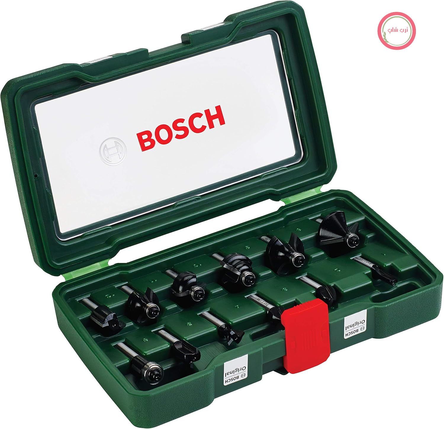 مجموعه برش کاربیدی ۱۲ تکه بوش (برای چوب، قطر ساقه ۸ میلی‌متر، لوازم جانبی فرز) Bosch