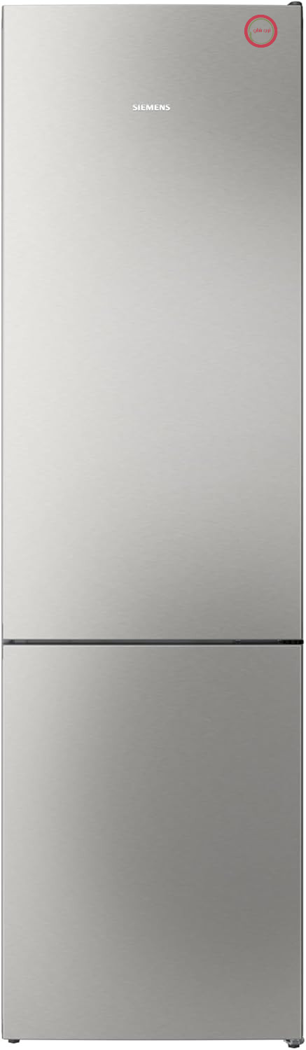 یخچال فریزر ایستاده زیمنس iQ300، ابعاد 203 در 60 سانتی‌متر، مدل KG39NVICG، یخچال 260 لیتری و فریزر 103 لیتری، کاملاً بدون برفک، قرارگیری یکپارچه، فناوری hyperFresh، روشنایی LED، استیل ضد زنگ