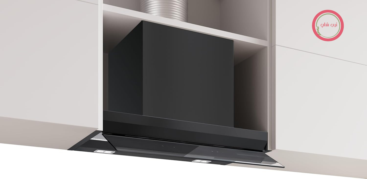 سری ۶، هود یکپارچه، ۶۰ سانتی‌متر، شیشه شفاف با چاپ مشکی، مشکی مات، DBB67DP60