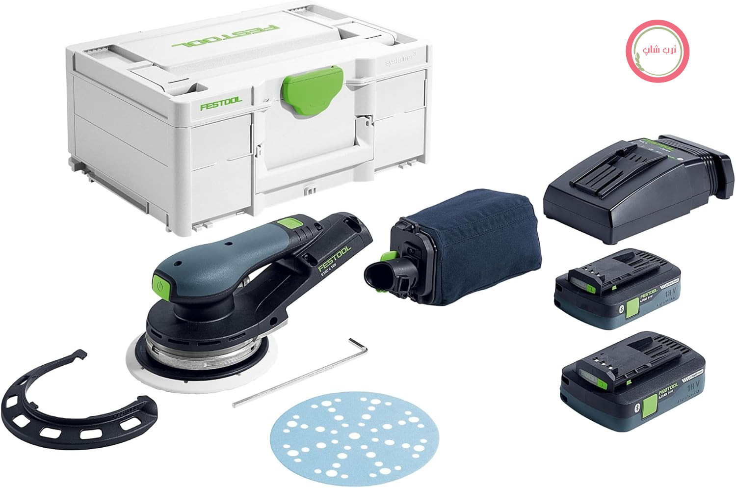 سنباده زن بی سیم و تصادفی Festool ETSC 2 150 4.0 I-Plus شامل صفحه سنباده M8 D:150mm MULTI-JET-Stream 2 (نرم W-HT)، 2 عدد باتری BP 18 Li 4.0 HPC-ASI در Systainer SYS3 M 187