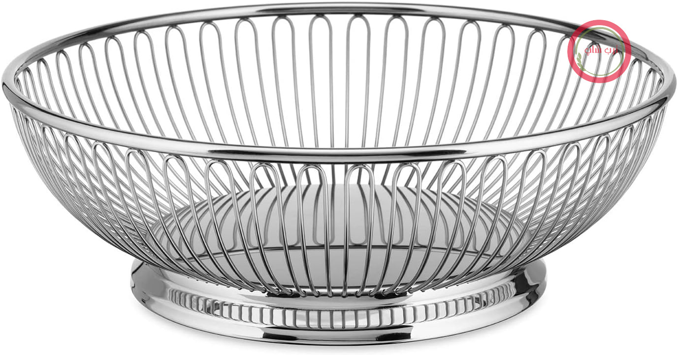 سبد سیمی طرح‌دار Alessi 826/24 از جنس استیل ضد زنگ 18/10، براق، نقره‌ای