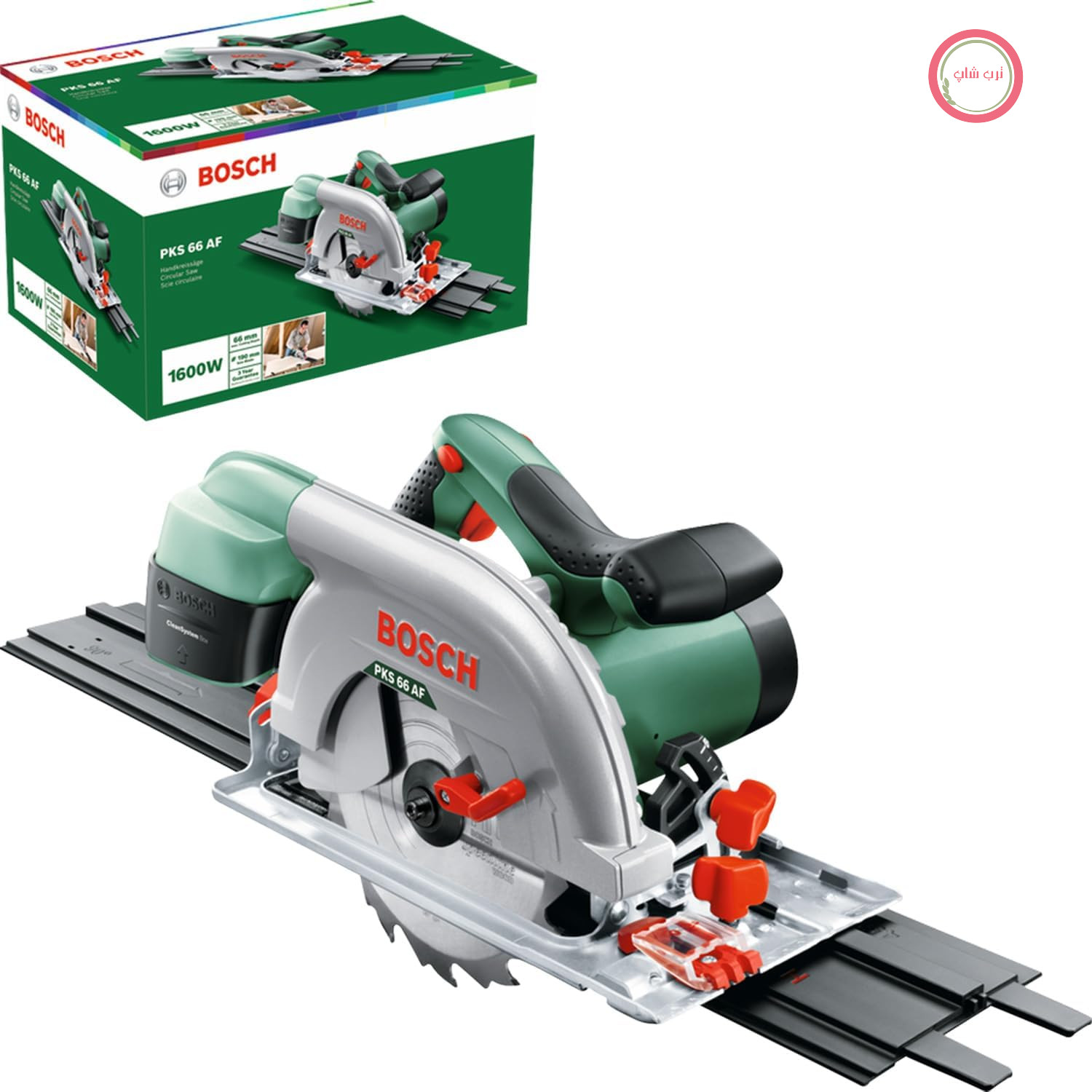 اره گردبر بوش آلمان Bosch PKS 66 AF (با ریل راهنما، 1600 وات، در جعبه)