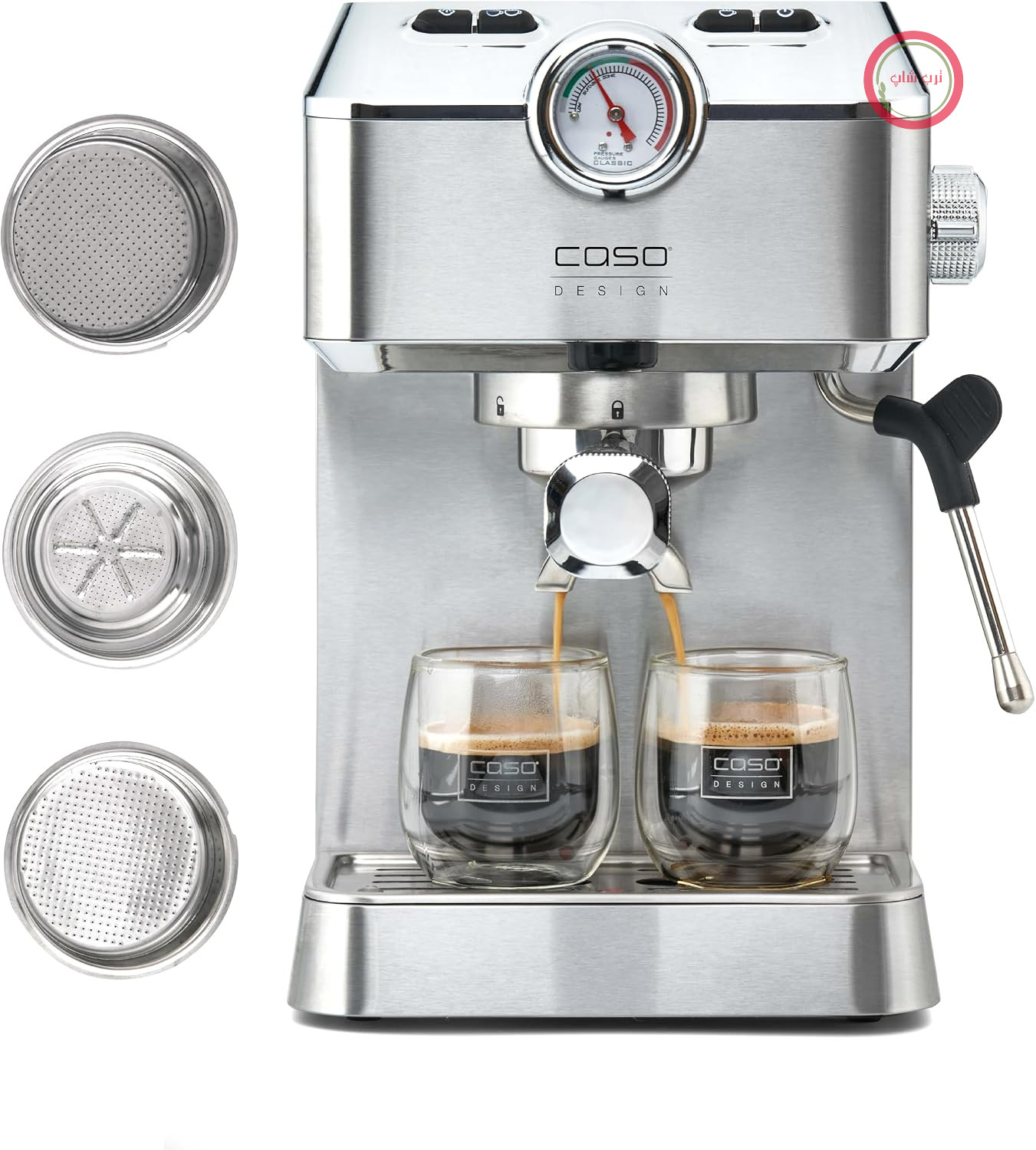 اسپرسوساز پورتافیلتر کاسو آلمان CASO Espresso Gourmet، پمپ19بار، نازل بخار و جایگاه گرم نگهداری فنجان