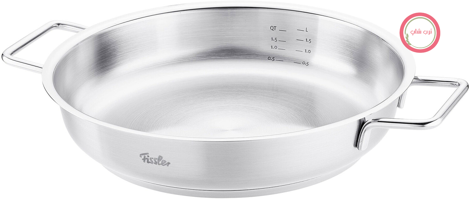 ماهیتابه دو دسته فیسلر آلمان Fissler Pure Collection/Edelstahl (قطر ۲۸ سانتی‌متر) بدون پوشش لبه بلند
